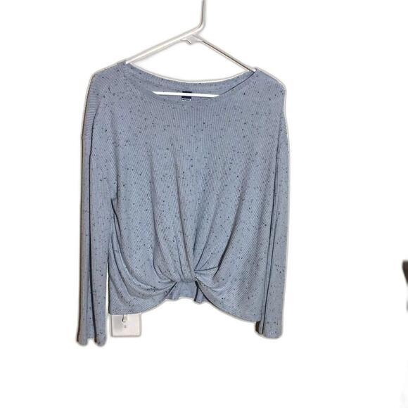 Old Navy Twist Sweater Speckled Light Blue Size Xxl Crop With Twist At Bottom - Picture 1 of 4